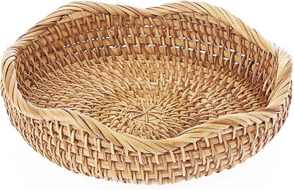 Hipiwe Round Key Basket Bowl for Entryway 7.3" Natural Rattan Fruit Bowl Woven - Image 8