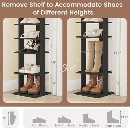 Tangkula 8-Tier Vertical Shoe Rack, Space-Saving Corner Shoe Organizer - Image 5