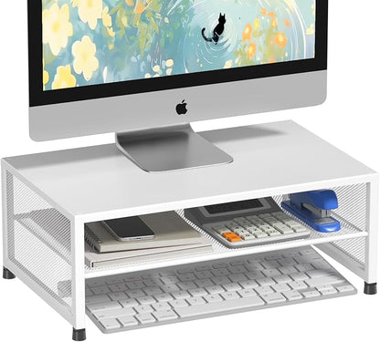 Desk Organizers and Accessories, 2-Tier Metal Computer Monitor Stand Riser - Image 2