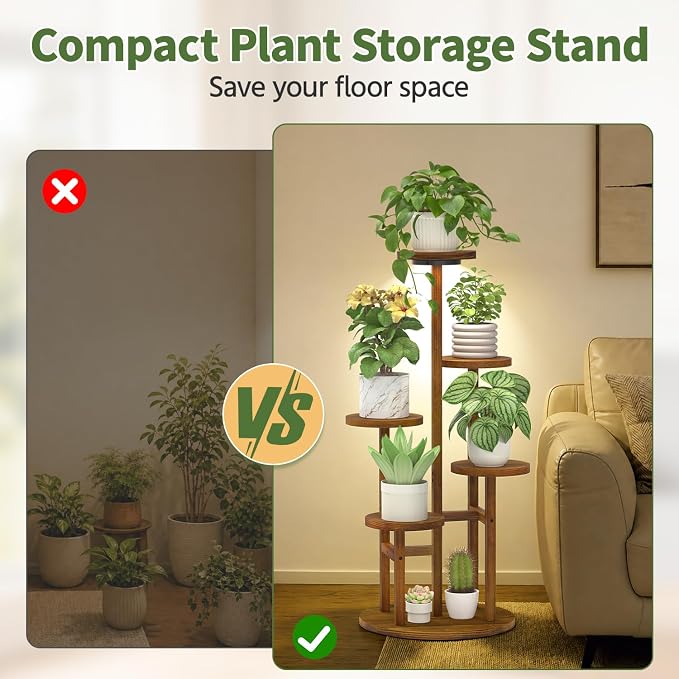 LASZOLA 5 Tiered Wood Plant Stand Indoor Corner - Image 9