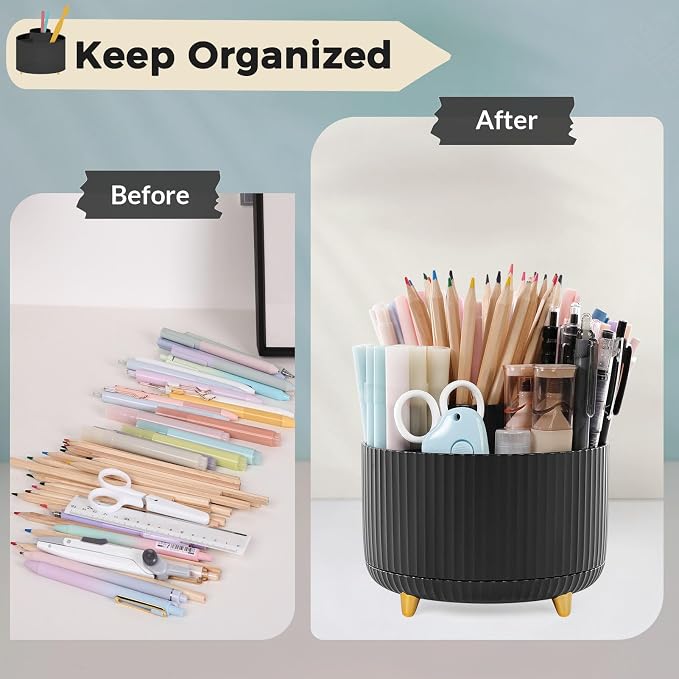 SKYDUE 2 Pack Pen Holder, 360 Degree Rotating Pencil Holder - Image 6