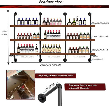 78.7in Large Wine Rack with LED Light Solid Wood Wall Mounted Wine Rack - Image 2