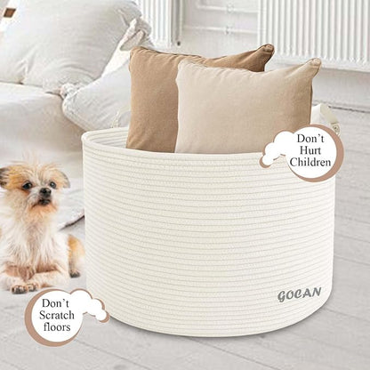 Extra Large Storage Laundry Basket 22" X 22"X 14" Cotton Rope Woven Basket - Image 2