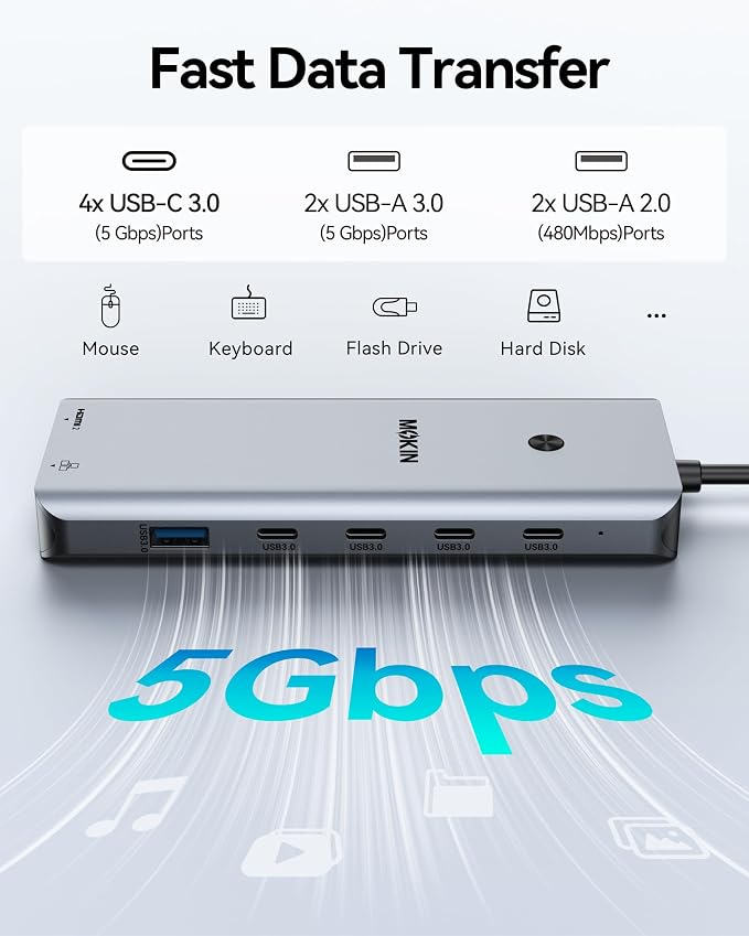 Laptop Docking Station Dual Monitor, USB C Hub - Image 9