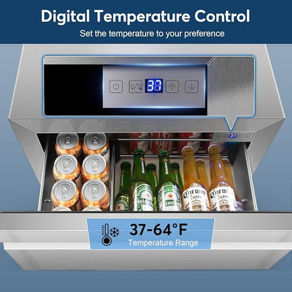 Stainless Steel 3-Tier Drawer Fridge Undercounter, Outdoor Beverage Refrigerator - Image 2