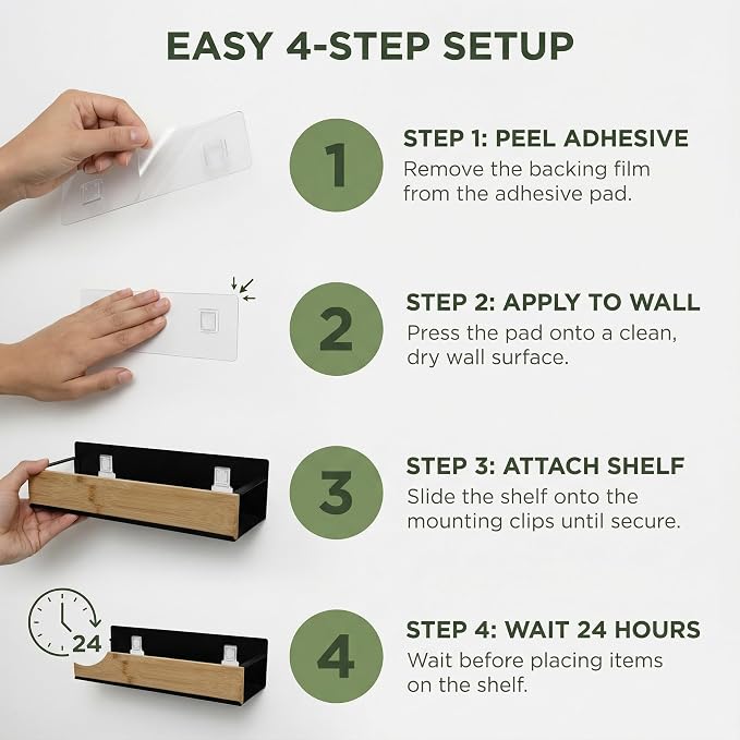 Wall Mount Organizer, Adhesive Metal Shelf - Image 7