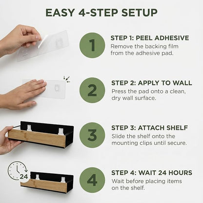 Wall Mount Organizer, Adhesive Metal Shelf - Image 7
