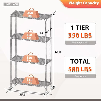 FDW Wire Shelving Storage Shelves 4-Shelf Adjustable NSF Wire Shelf Heavy Duty - Image 3