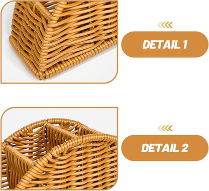 jojofuny Synthetic Rattan Remote Storage Holder Organizer Makeup Brush Holder - Image 3