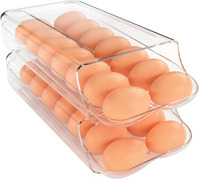 theaoo Egg Holder for Fridge, Automatic Rolling Egg Container for Refrigerator by theaoo