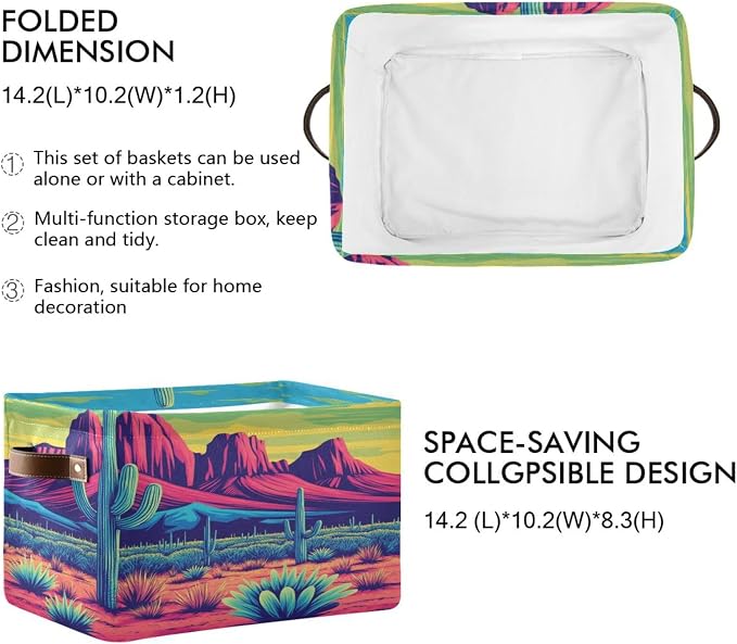 Vibrant Desert Cacti Mountain Storage Bins Box Foldable Shelf Basket - Image 2