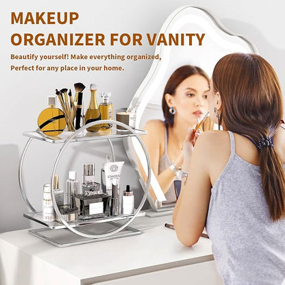 Perfume Organizer for Bedroom Dresser- Sliver Makeup Organizers for Vanity - Image 2