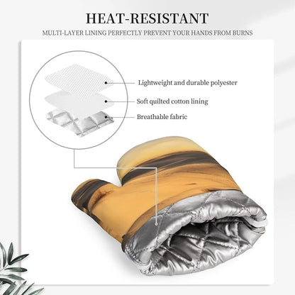 Sand Dunes Print Oven Mitts Set of 2, Heat Resistant Silicone Oven Mittens - Image 5
