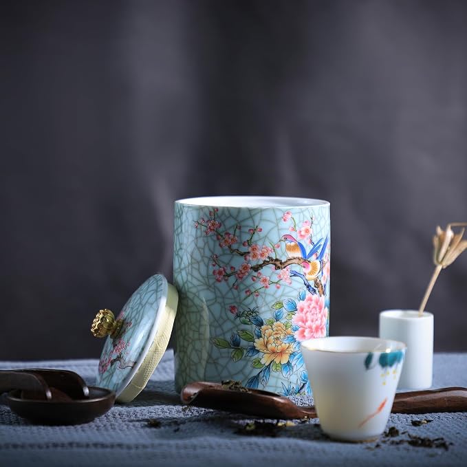 Enamel Ceramic Tea Caddy Tea Canister Tea Storage Container Tins Jar - Image 6