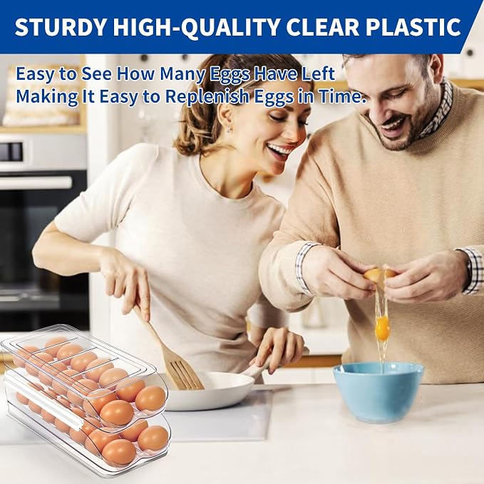 Egg Holder for Fridge, Automatic Rolling Egg Organizer for Refrigerator - Image 5