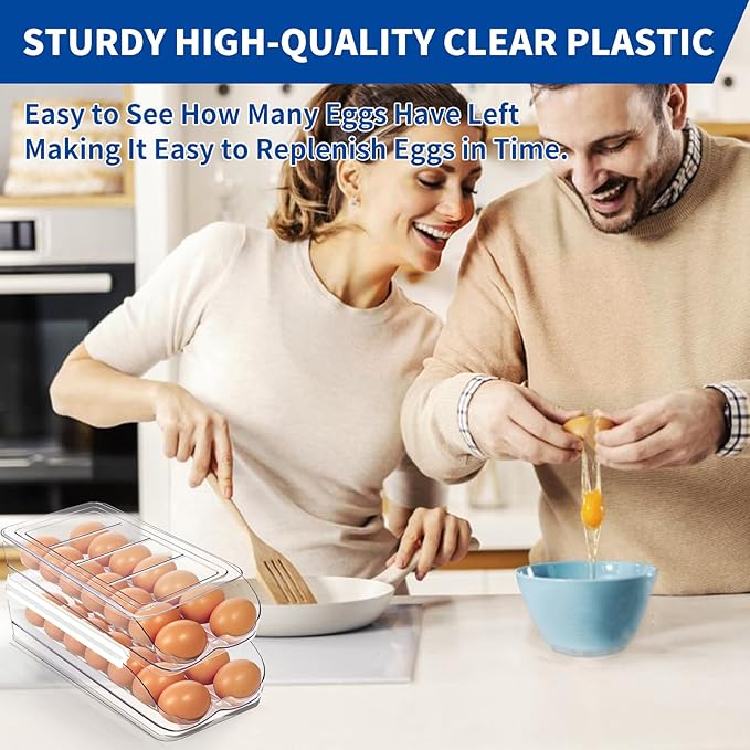 Egg Holder for Fridge, Automatic Rolling Egg Organizer for Refrigerator - Image 5