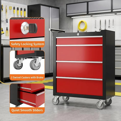 Garvee Rolling Tool Chest, 4 Drawers Tool Storage Cabinet, Toolbox - Image 5