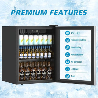 Beverage Refrigerator and Cooler, 76 Can/1.7 Cu Ft Mini Fridge - Image 3