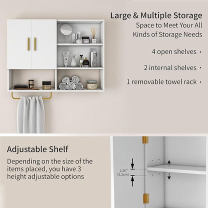 Bathroom Wall Cabinet Wood Large Wall Mounted Medicine Cabinet - Image 3