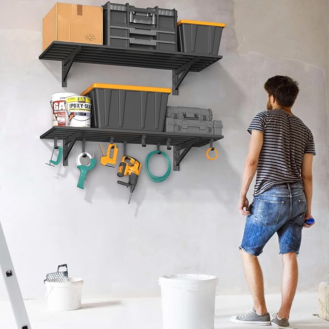2-Pack 1.5x4ft Garage Shelving Wall Mounted, 1.5' x 4' Heavy Duty Garage - Image 7