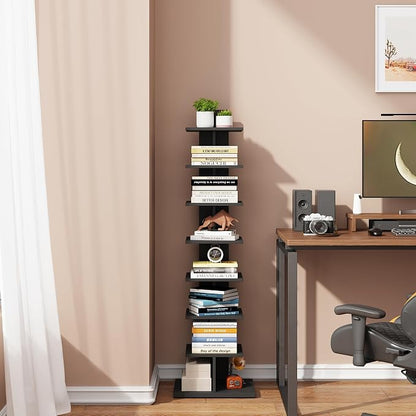 TUTOTAK Book Shelf, Narrow Spine Bookshelf, 8-Tier Bookcase - Image 8