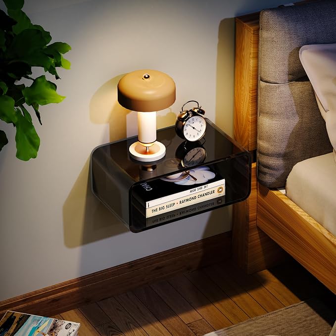 Acrylic Floating Nightstand, Bedside Table, Nightstand Shelf Wall Mounted - Image 2
