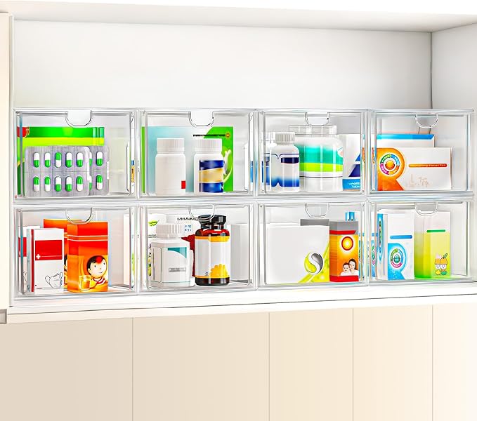 6 Pack Small Stackable Stroage Drawers, Acrylic Bathroom Makeup Organizer - Image 5