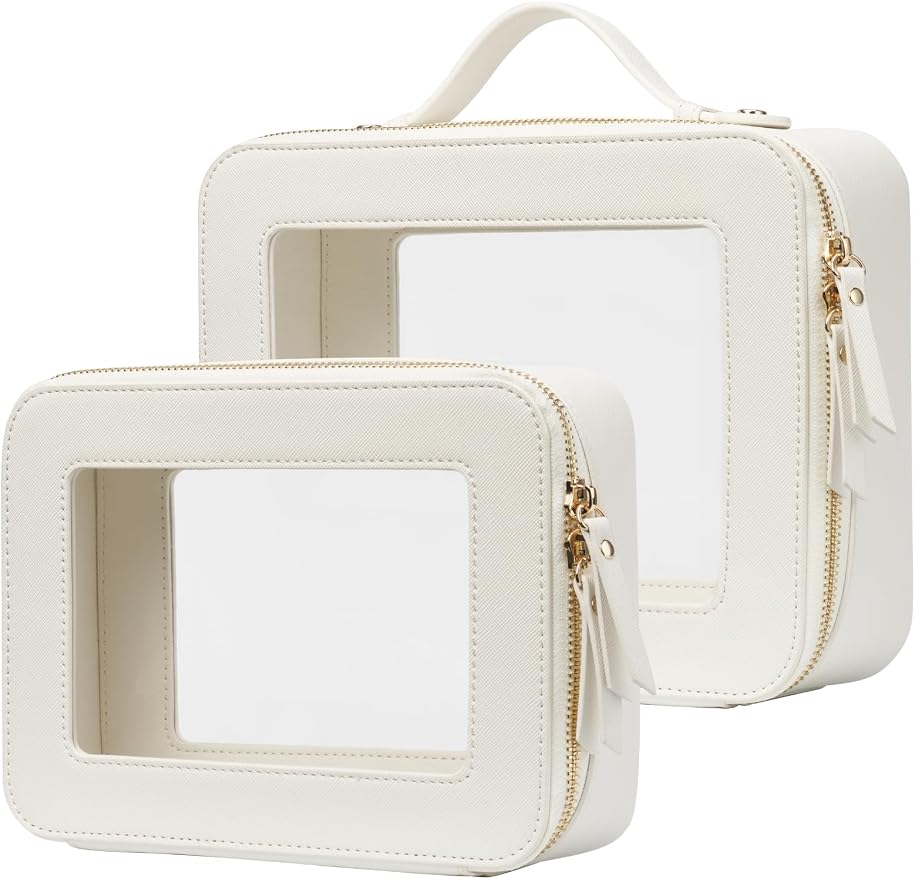 Popvibe Clear Makeup Bag Travel Cosmetic Case Transparent Toiletry Bag by POPVIBE