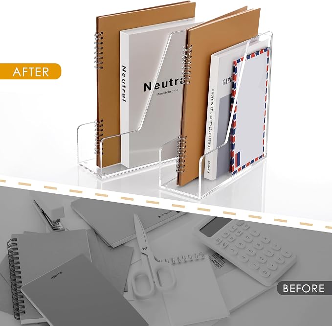 SANRUI 2-Pack Acrylic Magazine File Holder Desk Organizer Magazine Rack - Image 8