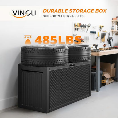 VINGLI 90 Gallon Outdoor Storage Box, Lockable Plastic Storage Containers - Image 2