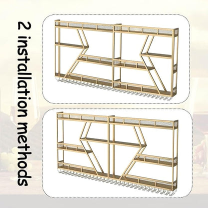 79in Large Wall Mounted Wine Rack 3 Tier Metal Wine Bottle Holder Modern - Image 5