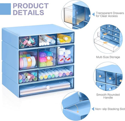 Desk Storage Organizer with 9 Drawers, 4 Tiers Stackable Desktop Craft Storage - Image 4