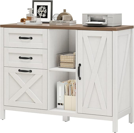 Halitaa 3 Drawer File Cabinet, Farmhouse Style Lateral Filing Cabinet Suitable by Halitaa