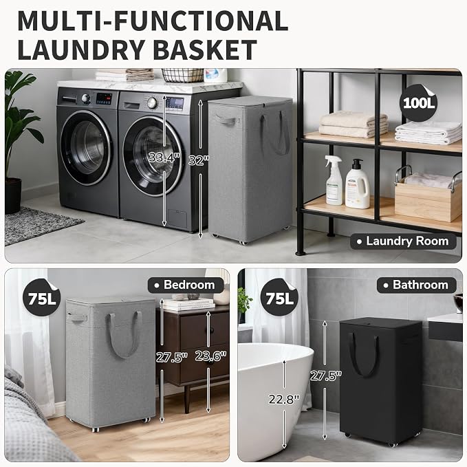 Goodpick 75L Rolling Laundry Hamper - Image 6
