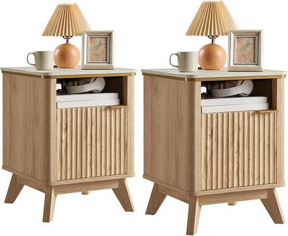 QUW Fluted Nightstands Set of 2 by QUW