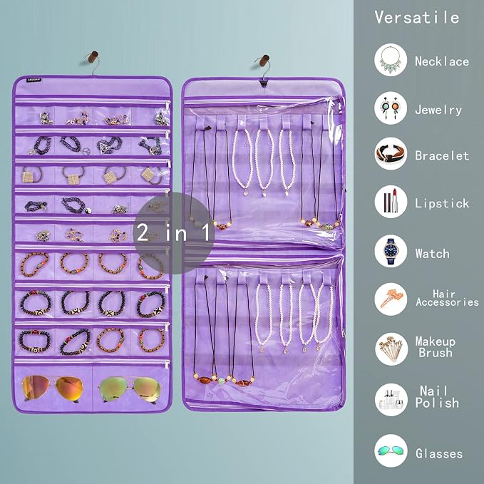 Dual-sided Hanging Jewelry Organizer Necklace Holder Jewelries Storage - Image 2