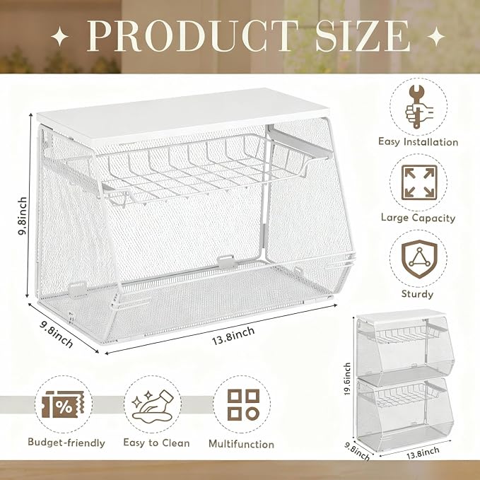 Teenyyou 2 Pcs Stackable Mesh Fruit Basket - Image 2