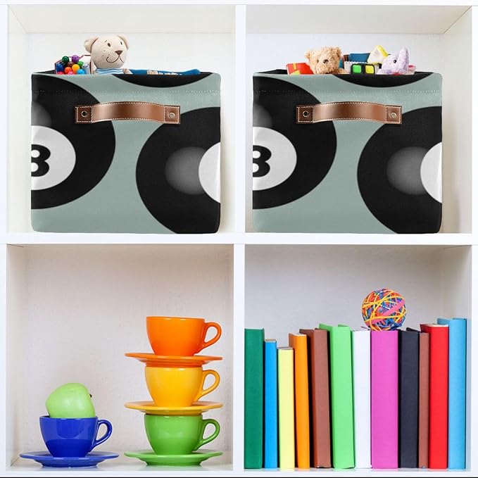 8 Number Pool Ball Billiards Green Pattern Storage Bins Box Foldable Shelf - Image 6
