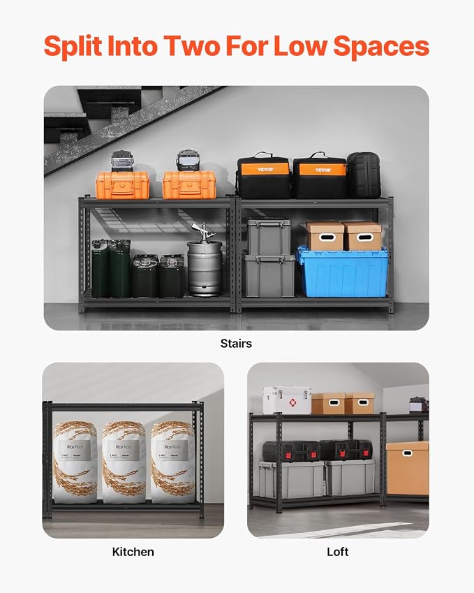 VEVOR Storage Shelves, 2400 lbs, 4 Tier Heavy Duty Garage Shelving, - Image 6