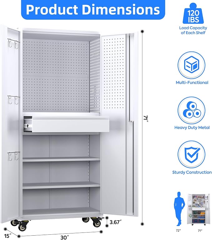 SUXXAN 71" Metal Garage Storage Cabinet - Image 3