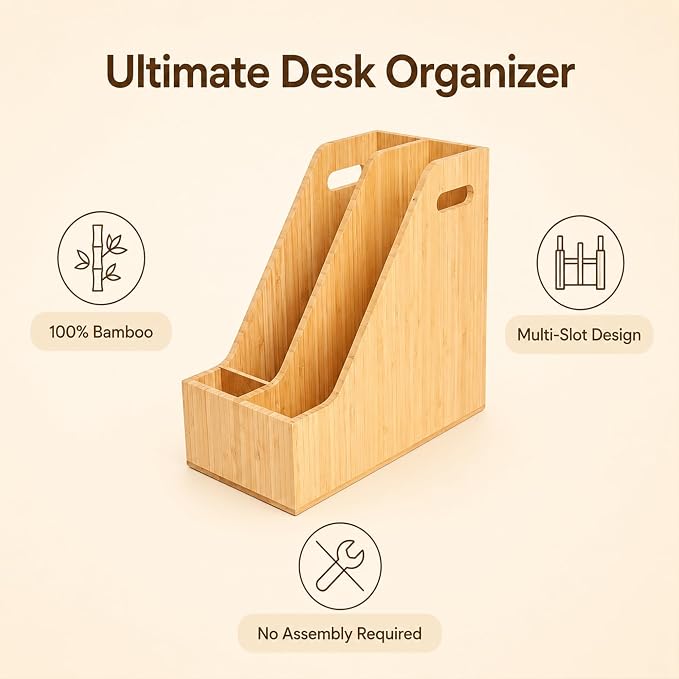 Bamboo Magazine Holder Wood Magazine File Holder | Frames Document Cabinet Rack - Image 6