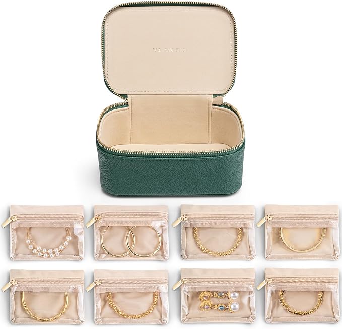 Vlando Jewelry Box with 8 Velvet Jewelry Bags Travel Jewelry Storage Box Petal by VLANDO