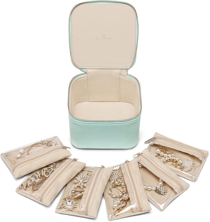 Vlando Travel Jewelry Box for Women Faux Leather Jewelry Box by VLANDO