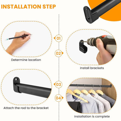 Oval Closet Rod for Hanging Clothes Adjustable Closet Rods 18 to 87 Inch Heavy - Image 6