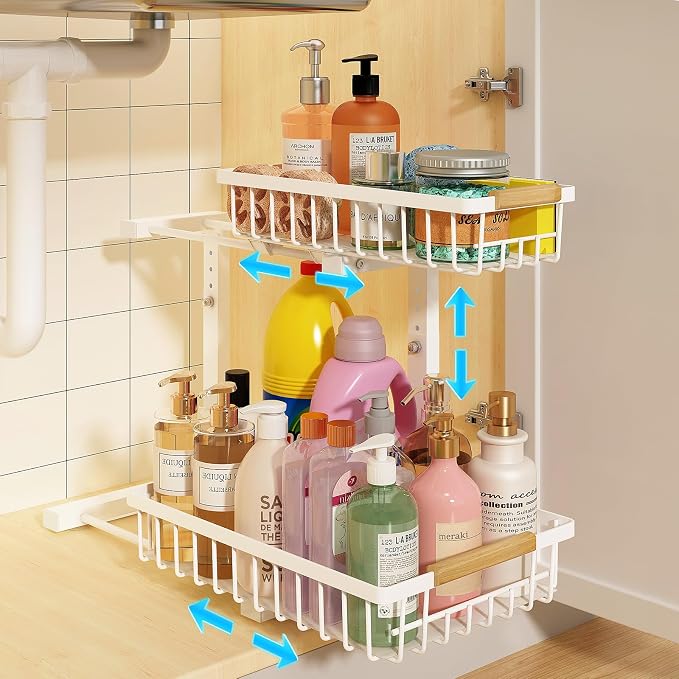REALINN Under Sink Organizer, Height Adjustable Under Sink Organizers and by REALINN