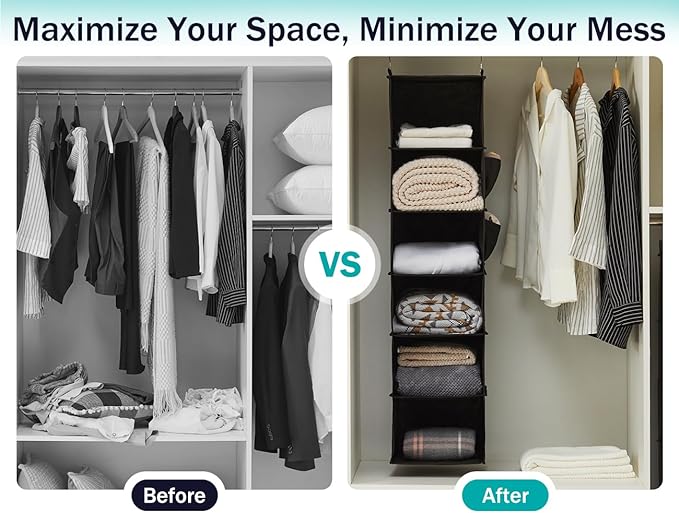 YOUDENOVA Hanging Closet Organizers and Storage, 6-Shelf Hanging Closet Shelves - Image 7