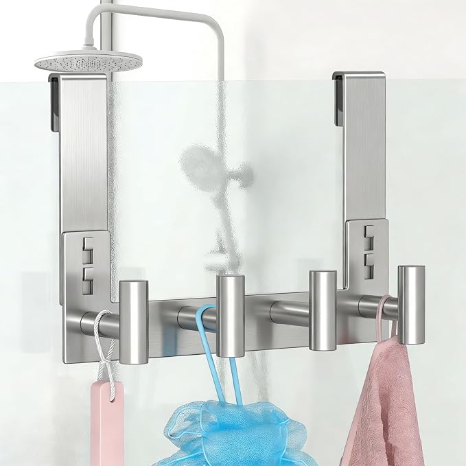 PMMASTO No-Drill Extra Long Shower Hooks, Fits 3/8" Thick Door, Heavy Duty - Image 4