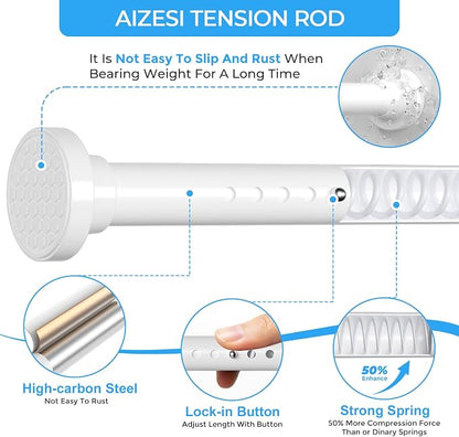 AIZESI Heavy Duty Tension Curtain Rod No Drilling, 40-113 Inch Adjustable - Image 3