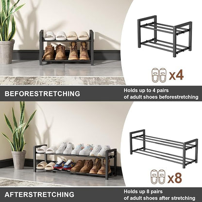 2-Tier Expandable Shoe Rack, Adjustable Shoe Shelf Storage Organizer Heavy Duty - Image 6