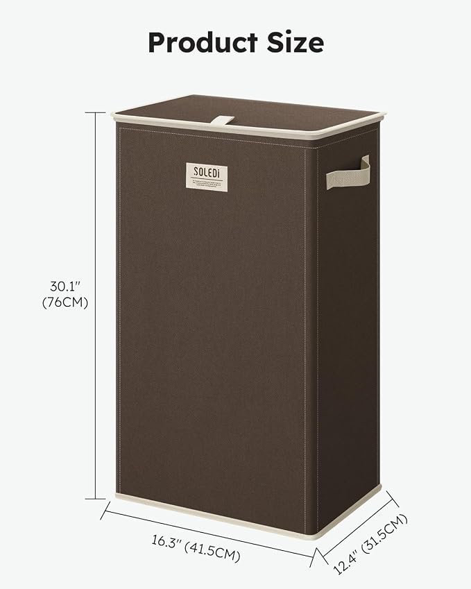 SOLEDI Laundry Hamper with Lid 100L Large & Tall Collapsible Laundry Basket - Image 3